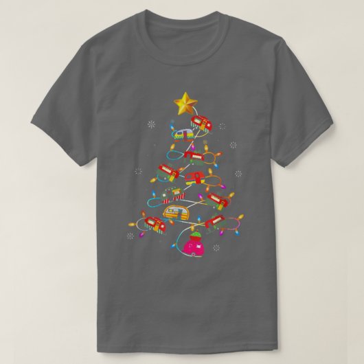 Funny Camping Merry Christmas Tree Campers Snowman Tシャツ (デザイン正面)