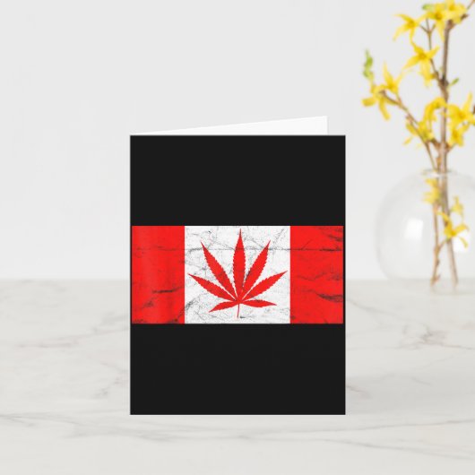 Funny Canada & Weed Leaf! Canadian New Flag Jo カード (黄色い花)