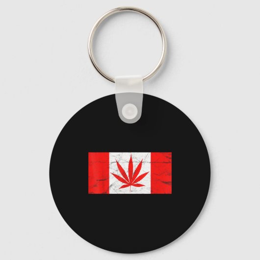 Funny Canada &amp; Weed Leaf! Canadian New Flag Jo キーホルダー (正面)