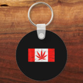 Funny Canada &amp; Weed Leaf! Canadian New Flag Jo キーホルダー (正面)