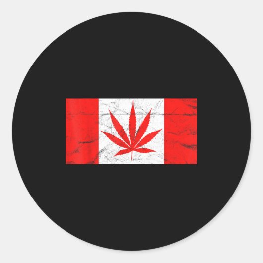 Funny Canada &amp; Weed Leaf! Canadian New Flag Jo ラウンドシール (正面)