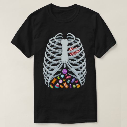  Funny Candy Skeleton Rib Cage Halloween Costume Tシャツ (デザイン正面)