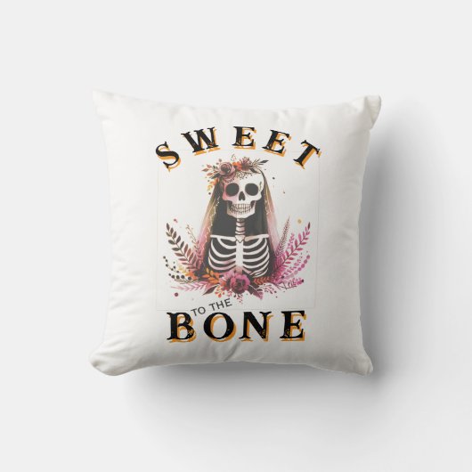 Funny Candy Skull Halloween Throw Pillow クッション (正面)
