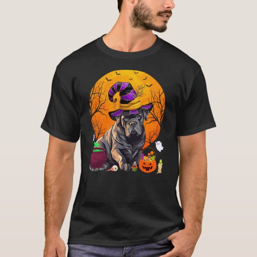 Funny Cane Corso Dog Witch Halloween Dog Lover Tシャツ (正面)