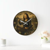 Funny Canoeing Mona Lisa Paddling Lover Gift ラージ壁時計 (ホーム)