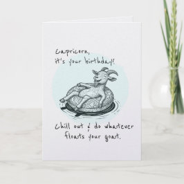 Funny Capricorn Floating Goat Zodiac Birthday  カード