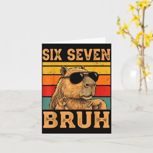 Funny Capybara 67 Meme Six Seven Bruh Boys Teens K カード (黄色い花)