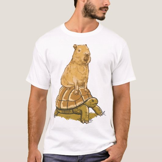 Funny Capybara Animal Turtle Cute Capybara Tシャツ (正面)