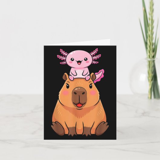 Funny Capybara Axolotl Kawaii Kids Boys Girls Anim カード (正面)