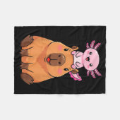 Funny Capybara Axolotl Kawaii Kids Boys Girls Anim フリースブランケット (正面(横))