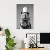 Funny Capybara Bathroom Art Print, Toilet Paper ポスター (ホームオフィス)
