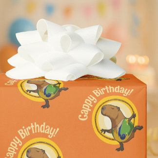 Funny Capybara Cappy Birthday! Cute Sunny Cartoon ラッピングペーパー