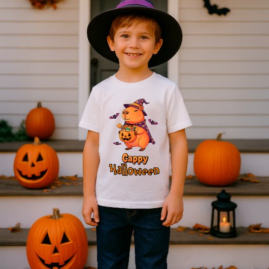 Funny Capybara “Cappy Halloween” Cartoon Tシャツ