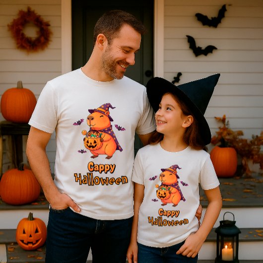 Funny Capybara “Cappy Halloween” Cartoon Tシャツ