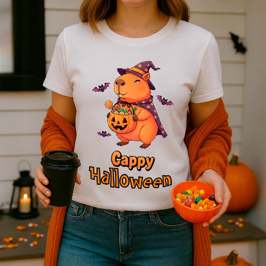 Funny Capybara “Cappy Halloween” Cartoon Tシャツ