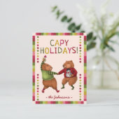 Funny Capybara Christmas Design for Animal Lovers シーズンポストカード (スタンド正面)