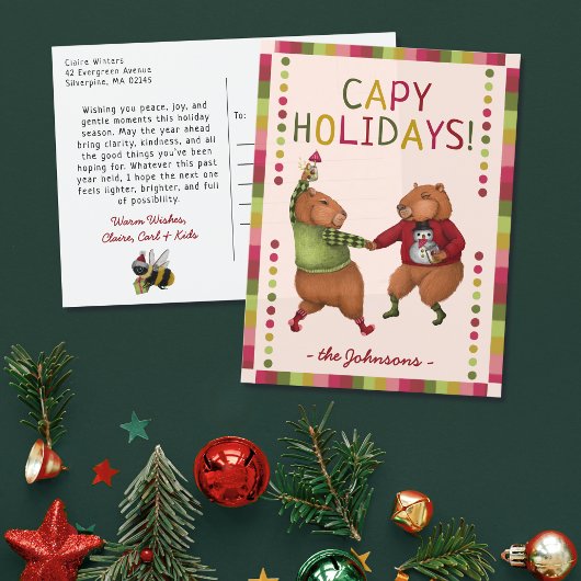 Funny Capybara Christmas Design for Animal Lovers シーズンポストカード