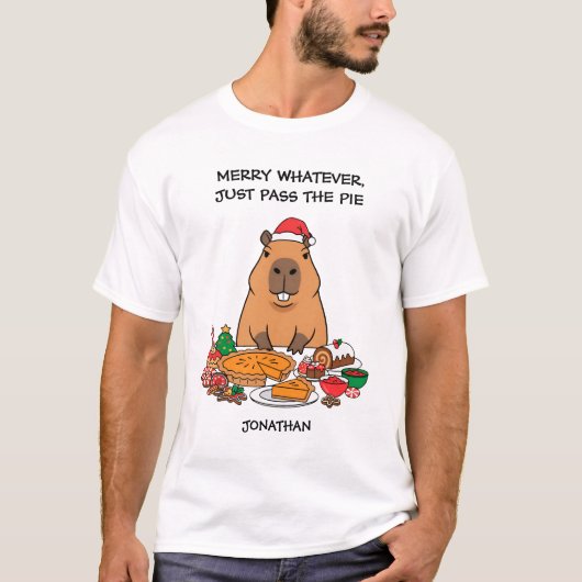 Funny Capybara Christmas (Personalized) Tシャツ (正面)