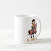 Funny Capybara Cowboy Riding Horse Giddy Up コーヒーマグカップ (正面右)