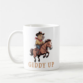 Funny Capybara Cowboy Riding Horse Giddy Up コーヒーマグカップ