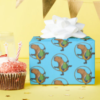 Funny Capybara Dancer Rhythmic Gymnast Cartoon ラッピングペーパー