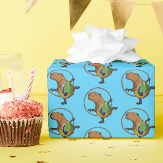 Funny Capybara Dancer Rhythmic Gymnast Cartoon ラッピングペーパー (誕生日パーティー)