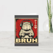 Funny Capybara Gamer Bruh Graphic Tee Men Boys Tee カード (正面)