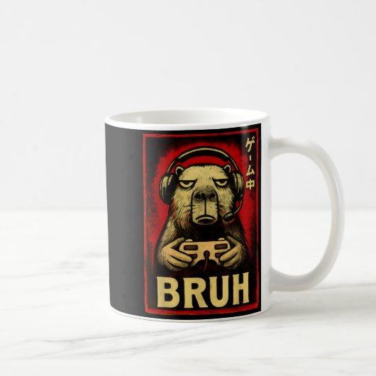 Funny Capybara Gamer Bruh Graphic Tee Men Boys Tee コーヒーマグカップ (右)