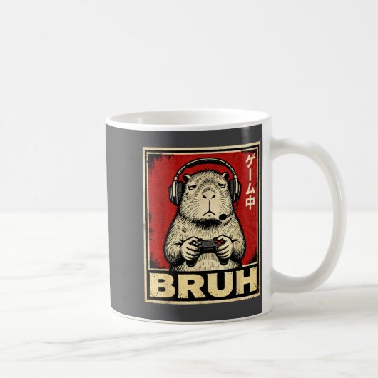 Funny Capybara Gamer Bruh Graphic Tee Men Boys Tee コーヒーマグカップ (右)