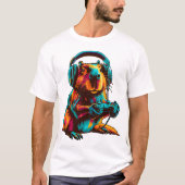 Funny Capybara Gamer Gaming Video Games Graphic Tシャツ (正面)