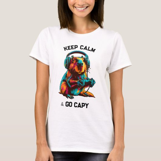 Funny Capybara Gamer Gaming Video Games Graphic T- Tシャツ (正面)