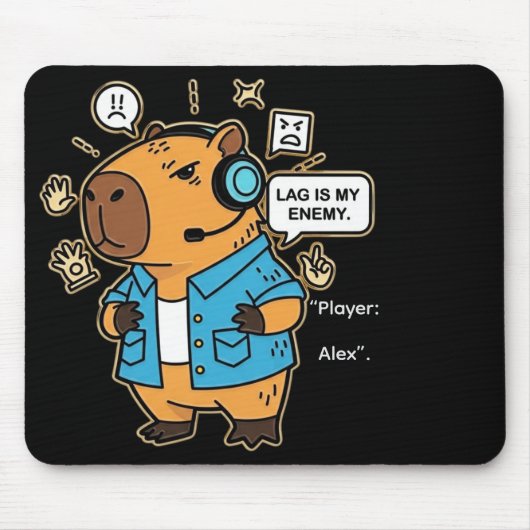 Funny Capybara Gamer Mousepad – Personalized with  マウスパッド (正面)
