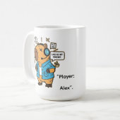 Funny Capybara Gamer Mug – Personalized with Playe コーヒーマグカップ (正面左)