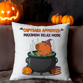 Funny Capybara Halloween Witch Wizard Cauldron クッション