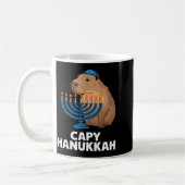 Funny Capybara Happy Hanukkah Chanukah Jewish Men コーヒーマグカップ (左)