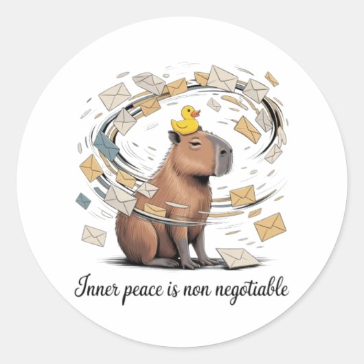Funny Capybara Inner Peace Sticker - Zen Animal De ラウンドシール (正面)