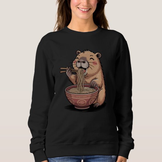 Funny Capybara Japanese Ramen Enthusiast Kawaii Me スウェットシャツ (正面)