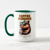 Funny Capybara Morning Coffee Drinker Mug マグカップ (左)