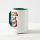Funny Capybara Morning Coffee Drinker Mug マグカップ (正面左)