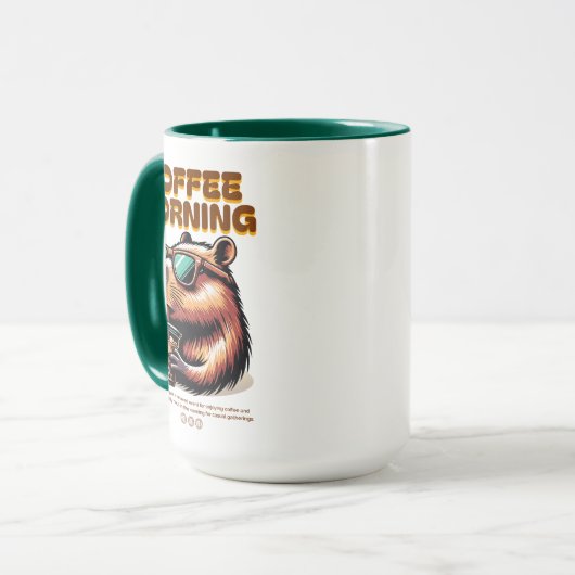 Funny Capybara Morning Coffee Drinker Mug マグカップ (正面左)