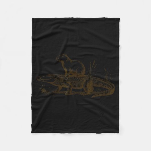 Funny Capybara Riding An Alligator Men Women Capyb フリースブランケット (正面)