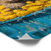 Funny Capybara Rubber Duck Pool Poster ポスター (角)