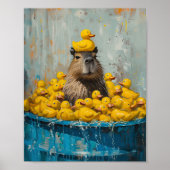 Funny Capybara Rubber Duck Pool Poster ポスター (正面)