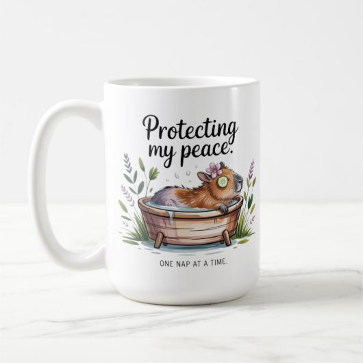 Funny Capybara Self Care Mug - Nap Time Coffee Cup コーヒーマグカップ (左)