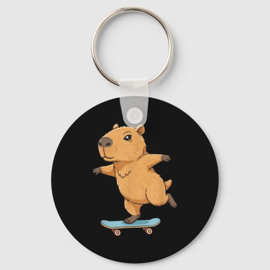 Funny Capybara Skater Skateboard Ballerina Zoo Boy キーホルダー (正面)