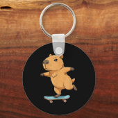 Funny Capybara Skater Skateboard Ballerina Zoo Boy キーホルダー (正面)
