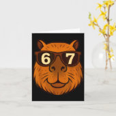 Funny Capybara Sungles 67 Six Seven Meme  カード (黄色い花)