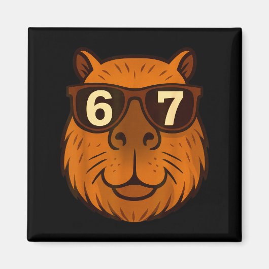 Funny Capybara Sungles 67 Six Seven Meme  マグネット (正面)
