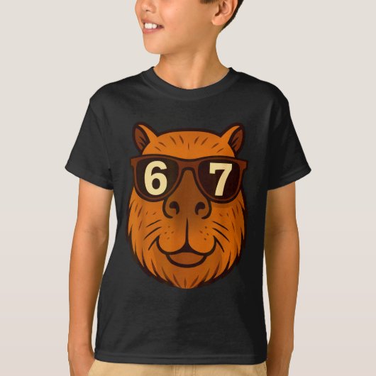 Funny Capybara Sungles 67 Six Seven Meme Tシャツ (正面)
