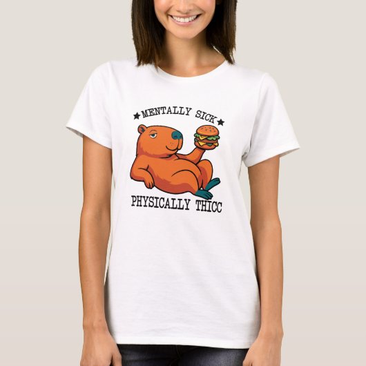 Funny Capybara Thicc Meme Tシャツ (正面)